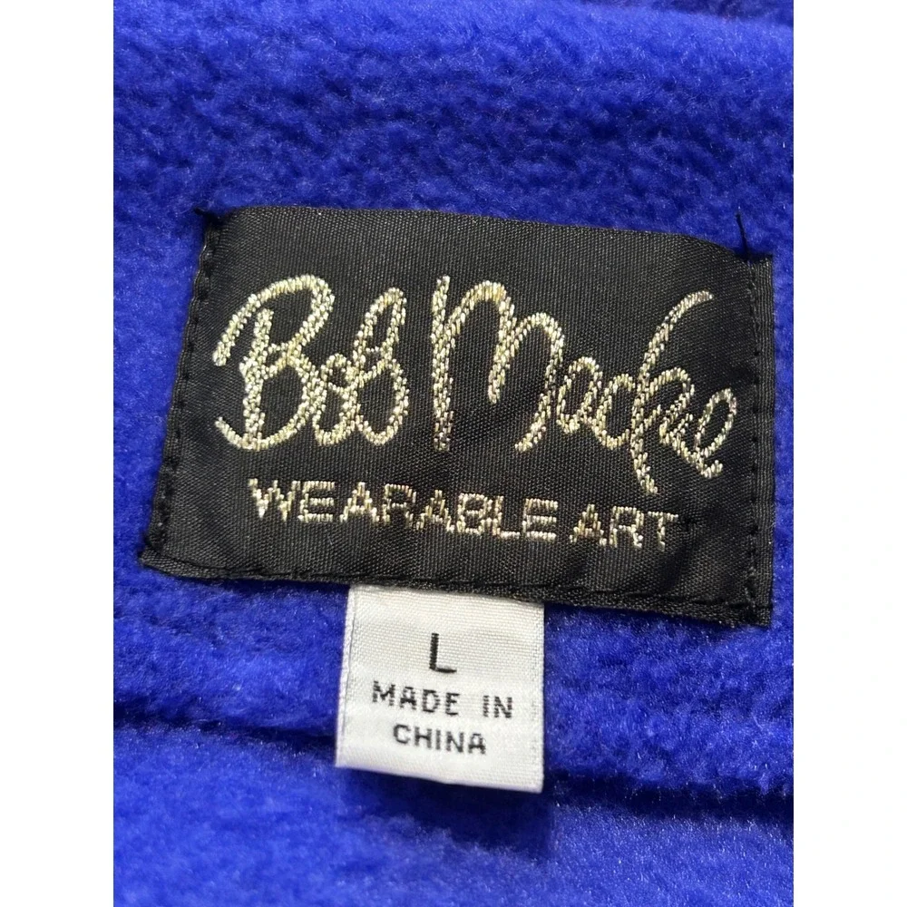 Royal Blue Fleece Sequin Swirl Shawl Collar Button Up Jacket Cardigan Women L